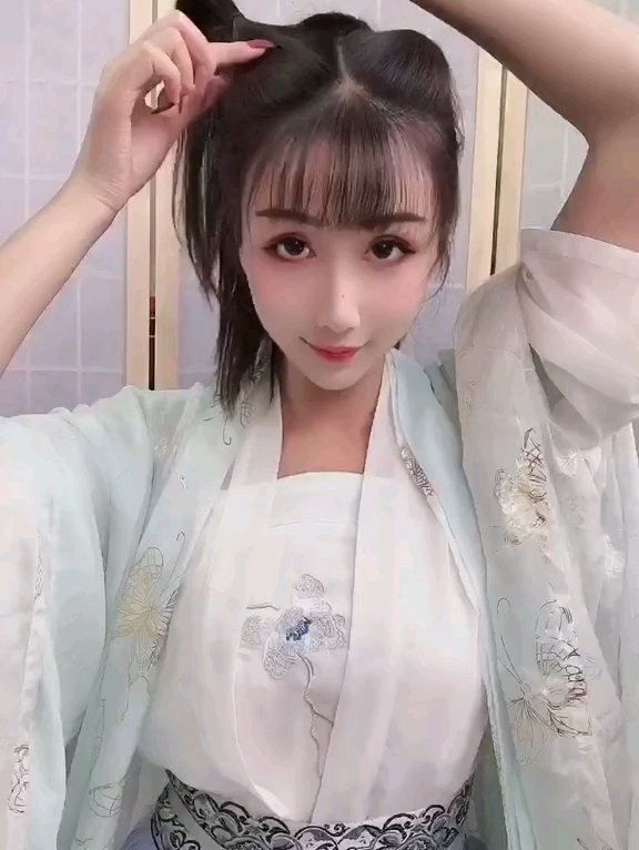 中短发汉服发型教程,无发包全真发教程~简单好学